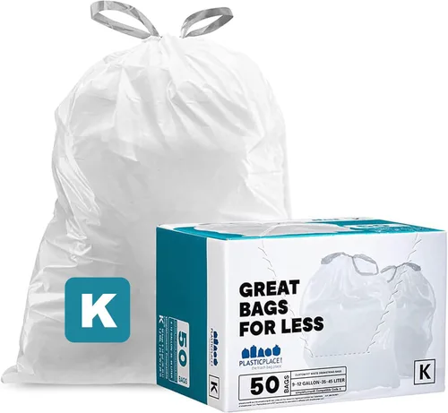 Vista 11 de Plasticplace Bolsas de basura de ajuste personalizado, compatibles con simplehuman Code K (100 unidades) con cordón azul tintado de 10 galones / 38