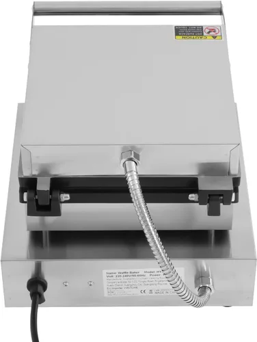 Vista 9 de Máquina de gofres belga comercial, 4 rejillas, 1750 W, doble calefacción, cuadrada, gofrera belga, resistente, antiadherente, eléctrica