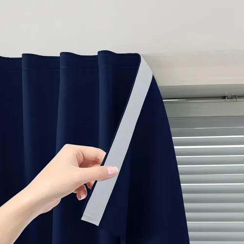 Vista 20 de Cortinas opacas con cinta autoadhesiva, sin barra, sin taladro, cubierta de ventana fácil de instalar para dormitorio, cocina, dormitorio, 34