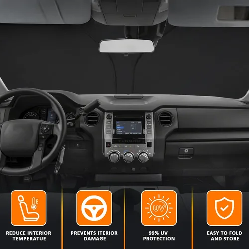 Vista 2 de D-Lumina - Parasol delantero Winshield para to-yota Tundra 2007-2021 Negro - Tundra 2007-2021