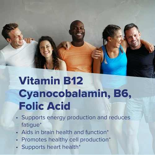 Vista 6 de Superior Source No Shot Vitamina B12 Cianocobalamina 1000 mcg, B6, ácido fólico, vitamina D 1000 UI, tabletas microlingües de disolución rápida, 100