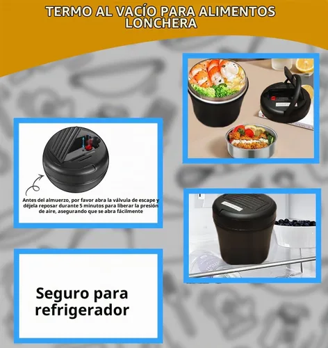 Vista 5 de Tarro térmico para alimentos calientes, 40 onzas, recipientes térmicos para sopa con tapa, boca ancha aislada al vacío de acero inoxidable a prueba