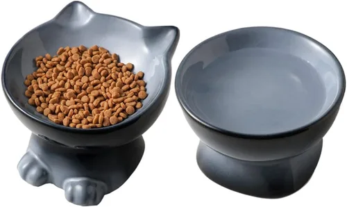 Vista 11 de Nihow Ceramic Basic Cat Bowls: cuenco para gatos de 5 pulgadas para alimentos y agua Food Grade Cat Dish for Small-Sized Cat - Microwave &