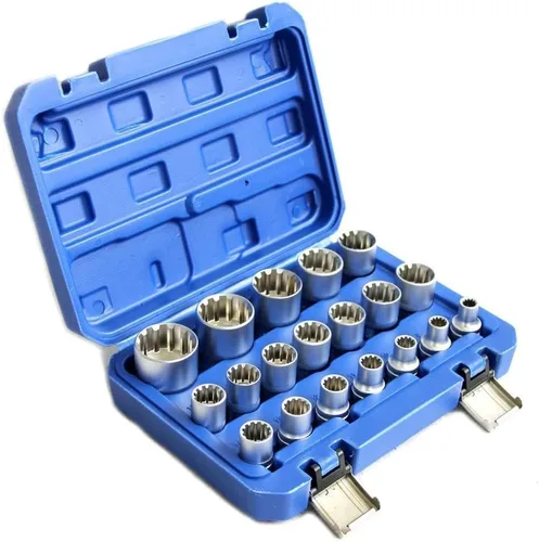 Vista 4 de Spline Socket Set 1/2" Drive Universal Metric 0.315-1.260 in 12-Point Cr-V Socket Set 19pcs