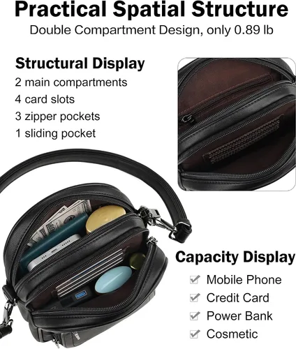 Vista 4 de FADEON Monederos pequeños para mujer, bolsos cruzados de cuero sintético de diseñador, mini bolso cruzado para viaje, bolsa de hombro, ranuras