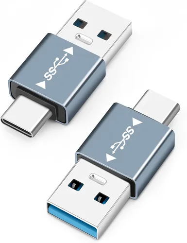 Vista 8 de Adaptador USB C a USB 3.1 OTG de 90 grados (paquete de 2), adaptador USBC tipo C macho a USB hembra, transferencia de datos 10G para smartphone