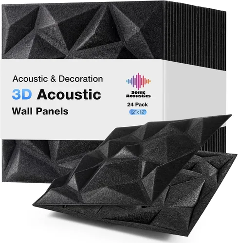 Vista 11 de Paneles acústicos 3D de pared, paquete de 12 paneles de fieltro a prueba de sonido para decoración de pared interior, panel hueco absorbente