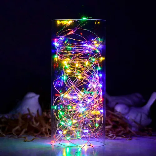 Vista 7 de RUICHEN Cadena de luces USB de alambre de cobre de 33 pies con 100 luces LED con interruptor de encendido/apagado, multicolor