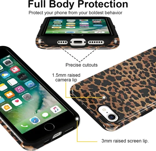 Vista 4 de Funda de teléfono con estampado de guepardo para iPhone 7/8/SE 2020/2022 de 4.7 pulgadas, funda de lujo con diseño de leopardo marrón coqueta a