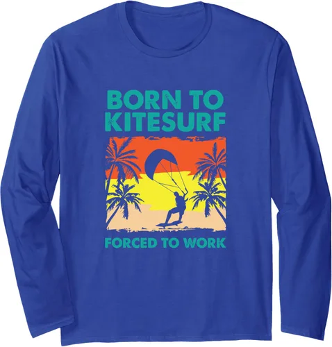 Vista 3 de Born To Kitesurf - Camiseta divertida de manga larga para kitesurf, Negro