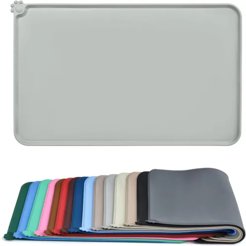Vista 26 de AUDWUD - Tapete de silicona, impermeable y antideslizante para alimentos de perros y gatos, para tazón de mascotas Marrón Adobe