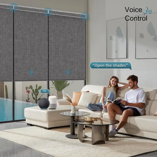 Vista 4 de Persiana Enrollable Motorizada, 100% Persianas Eléctricas con Motor Homekit, Funciona con Alexa, Google Home, Control Remoto, Persianas Eléctricas
