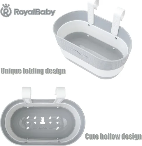 Vista 2 de RoyalBaby Kids Bike Foldable Basket, Grey & Pink, S & M
