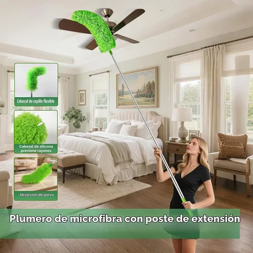 Vista 4 de Plumeros para limpieza de mango largo extensible, plumero Webster con poste de extensión, cepillo removedor de telaraña con poste, limpiador de web