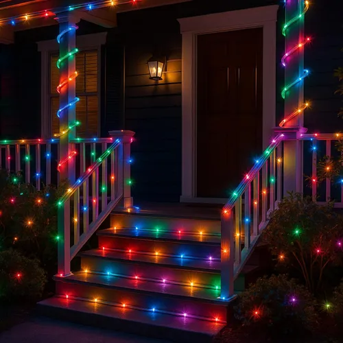 Vista 5 de Tira de luces LED impermeables para exteriores de 66 pies, guirnalda de luces de 200 LEDs con cambio de 16 colores y control remoto para Pascua