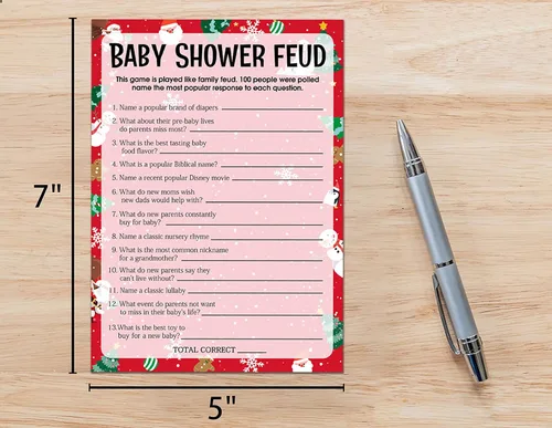 Vista 2 de Tarjetas de juego para baby shower, juego de peleas de baby shower, tarjetas de fiesta de Navidad para adultos neutros de género, juego de 30