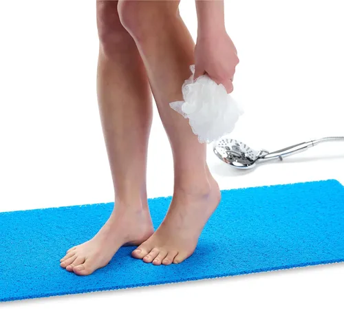 Vista 38 de Enkosi Alfombra de ducha antideslizante Loofah para suelos de ducha, bañera, baños, zonas húmedas, alfombrilla de baño acolchada con agujeros