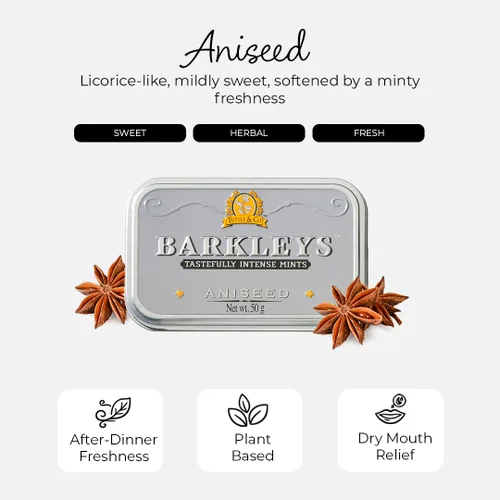 Vista 3 de Barkleys Mentas de aliento de anís – Fuerte sabor a anís dulce de menta fresca para fiesta, después de la cena, boda, uso diario – mentas veganas
