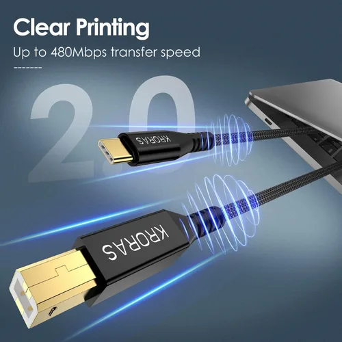 Vista 2 de Cable de impresora USB B a C de 10 pies, cable de impresora USB C para iPad Pro, iPad Air, MacBook Pro, MacBook Air M1, Mac Pro, cable MIDI USB C