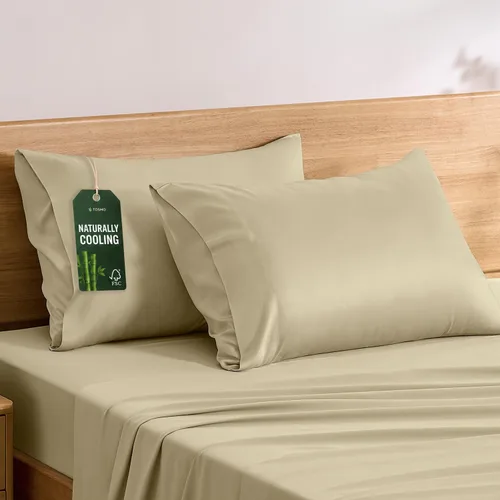 Vista 14 de TOSMO Oeko-TEX - Juego de 2 fundas de almohada de lujo, viscosa refrescante derivada de bambú, fundas de almohada suaves y sedosas transpirables