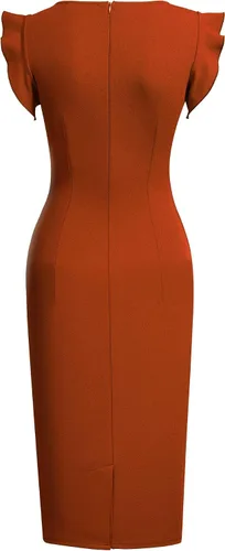 Vista 5 de Miusol Vestido de trabajo delgado estilo retro con volantes para mujer