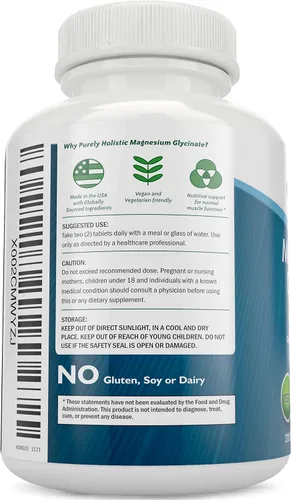 Vista 2 de Purely Holistic Hawthorn Berry 665 mg + glicinato de magnesio 400 mg + 150 cápsulas y 270 tabletas - Paquete vegano - Hecho en los Estados Unidos