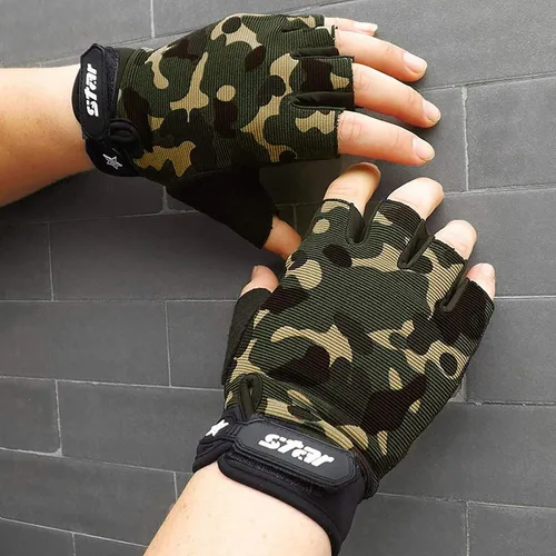 Vista 5 de olesa Guantes de ciclismo sin dedos, guantes de ciclismo para hombres, guantes de bicicleta de medio dedo para conducir, ciclismo, montar