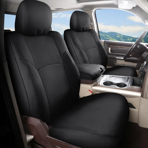Vista 59 de Coverado Chevy Silverado - Juego completo de fundas de asiento de lona impermeables, apto para Silverado GMC Sierra 2007-2013 y 2019-2025 1500 Negro