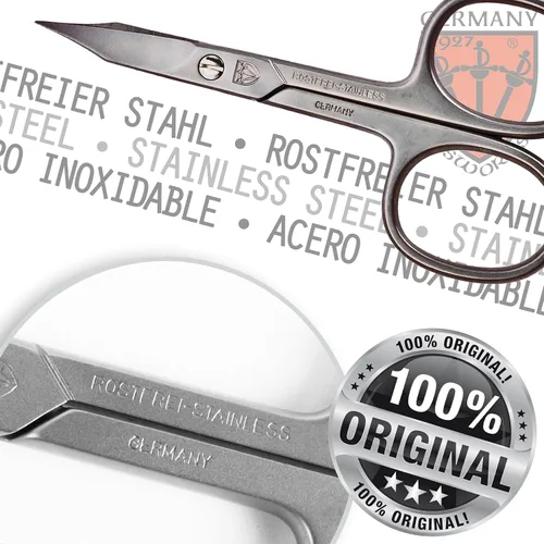 Vista 5 de 3 Swords Germany - Tijeras de acero inoxidable curvas combinadas para cutículas y uñas de calidad de marca (1 pieza) con estuche para manicura