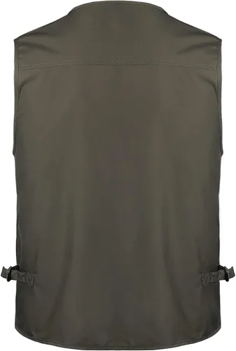 Vista 3 de Chaleco de pesca para hombre, de secado rápido, con bolsillos, transpirable, para fotografía, para exteriores, sin mangas
