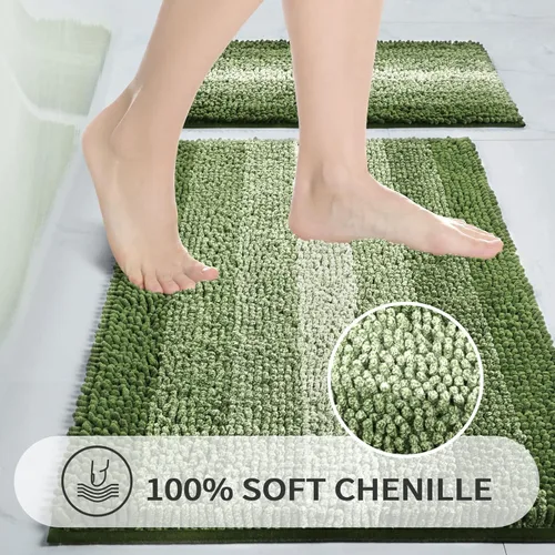 Vista 2 de Gibelle Tapete de baño de felpilla antideslizante, juego de baño con cortina de ducha, alfombra y accesorios, cortina de baño de 72 pulgadas