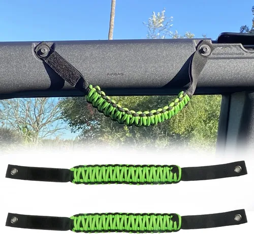 Vista 17 de Asas de agarre para barra antivuelco, mango de agarre Paracord para Ford Bronco, paquete de 2 (color negro)