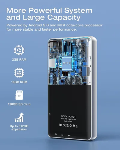 Vista 9 de Reproductor de MP3 de 144 GB con Bluetooth y WiFi, reproductores de MP3 y MP4 con pantalla táctil de 4.02 pulgadas y altavoz, reproductores