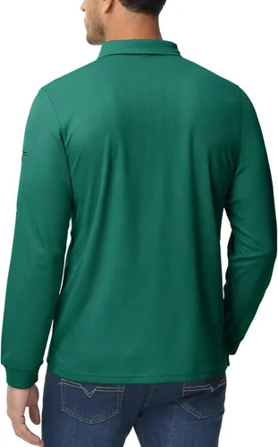 Vista 5 de MAGCOMSEN Camisas polo para hombre, 3 botones, secado rápido, manga larga, tácticas, camisa de golf