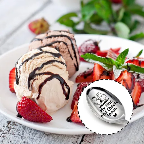 Vista 4 de Divertida cuchara de acero inoxidable para macarrones y queso, divertida cuchara de postre para helado, cuchara de café expreso, cuchara de acero