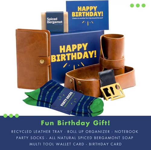 Vista 2 de Caja de regalo de feliz cumpleaños para hombres, regalos únicos para él, ideas de juego de cestas para hombre, regalos varoniles para papá, marido