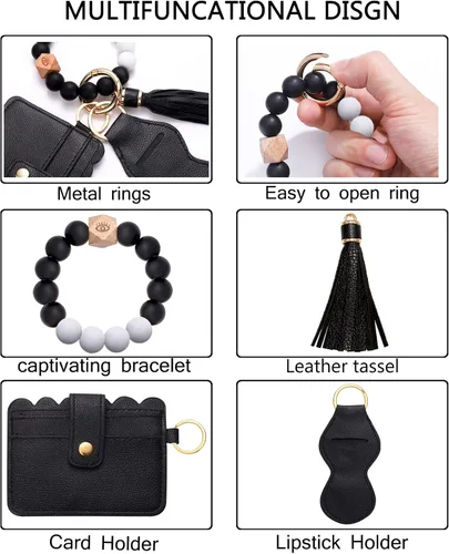 Vista 15 de BVGA Pulsera llavero de pulsera de silicona para mujer