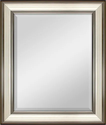 Vista 8 de MCS Simplicity - Espejo de pared grande de 21.5x25.5 pulgadas, espejo negro con detalle biselado, espejo para colgar en pared vertical u horizontal