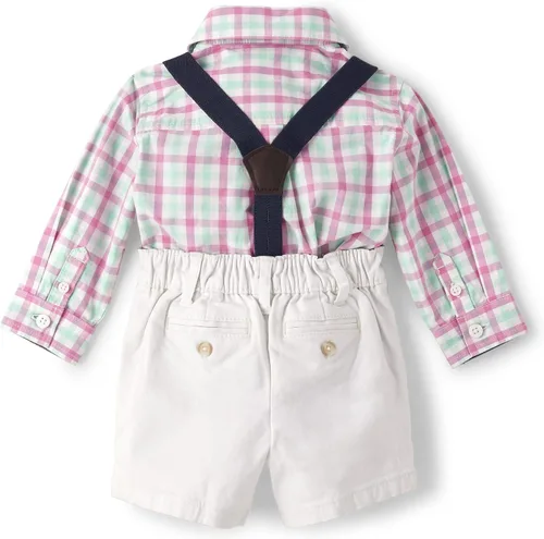 Vista 4 de Gymboree Conjunto de body de manga larga y pantalones cortos chinos para bebé