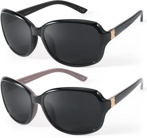 Vista 32 de SIPHEW - Gafas de sol polarizadas para mujer, gafas de sol cuadradas clásicas para mujer con protección UV Gafas de sol polarizadas negras A01