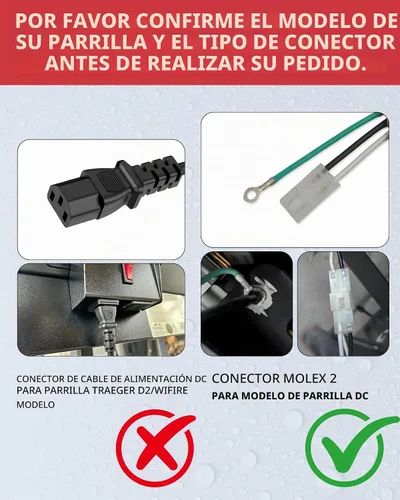 Vista 3 de Cable de alimentación de CA de repuesto de 6 pies para parrilla de pellets y ahumador se adapta a Traeger, Pit Boss, Camp Chef, Z-Grills 3