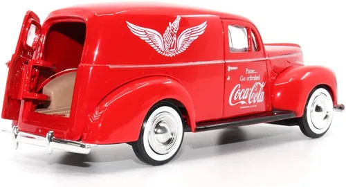 Vista 5 de Motor city classics Coca-Cola Diecast coleccionable Furgoneta Ford Delivery 1940 con enfriador Modelo a escala 1:24 fundido a presión 424195