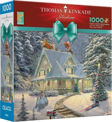 Vista 3 de Ceaco - Thomas Kinkade - Holiday - Midnight Delivery - Rompecabezas de 1000 piezas Art by Thomas Kinkade, Made in USA, Recycled Board, Finished