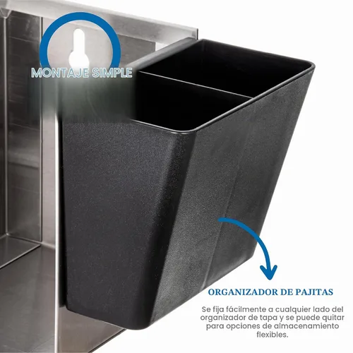 Vista 2 de San Jamar Organizador de tapa con divisores ajustables para restaurantes y comida rápida, plástico, 14.5 pulgadas, plateado