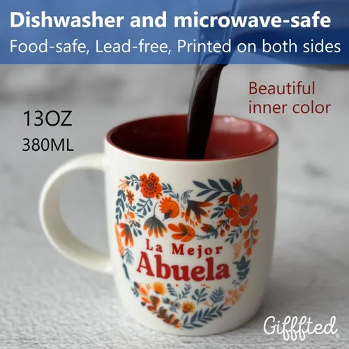 Vista 6 de Triple Gifffted Regalos para abuelos, tazas de café La Mejor Abuela y Abuelito en español, Latino Best Grandma and Grandpa, Regalo Dia Birthday and