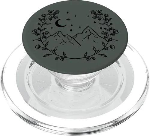 Vista 8 de Verde medianoche - PopSockets de montaña con estampado floral bohemio y chic
