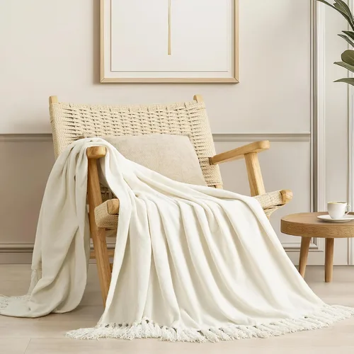 Vista 21 de EverGrace - Manta de punto de felpilla para sofá, 50 x 60 pulgadas, color beige