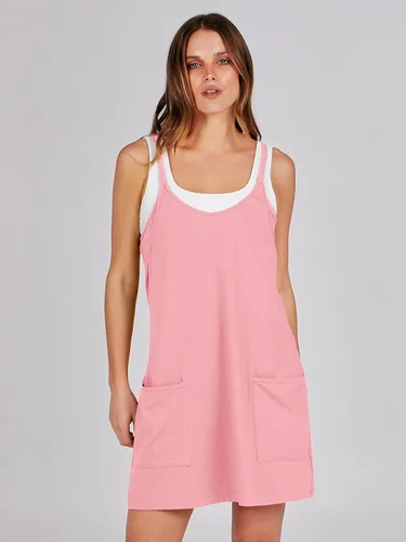 Vista 6 de Caracilia - Vestido corto de verano para mujer, estilo informal, sin mangas, faja moldeadora integrada, vestido de verano moderno, corto, atuendos