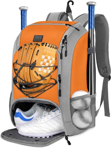 Vista 14 de MATEIN Mochila de Béisbol, Bolsa de Bate de Sóftbol con Compartimento para Zapatos para Jóvenes, Niños y Adultos, Bolsa de Béisbol Ligera con Gancho