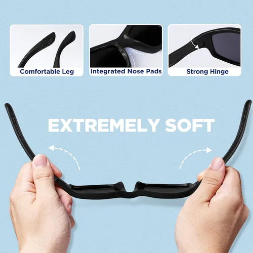 Vista 4 de RIVBOS RBK003 gafas de sol polarizadas flexibles de goma para bebés y niños de 3 a 10 años lentes espejados disponibles